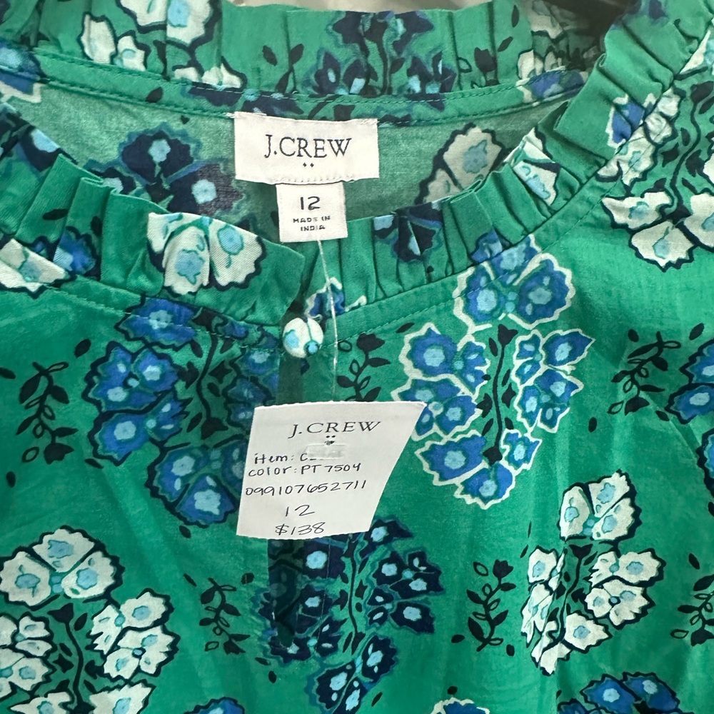 J. Crew Factory Green and Blue Floral Midi Dress - Picture 2 of 3